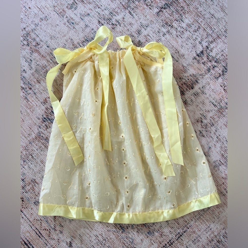 Yellow Eyelet Dress with Ribbon Ties - Picture 1 of 5